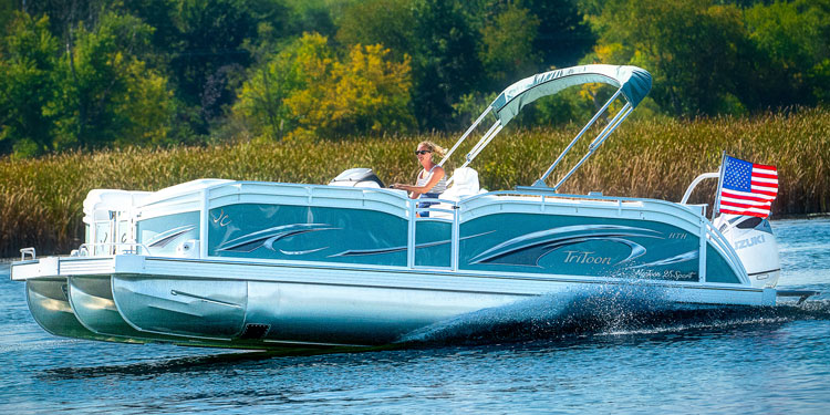 JC TriToon Marine NepToon 25TT Sport HTH Pontoon Boat Port Side