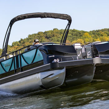 JC TriToon Marine SportToon Pontoon Boat Carbon Fiber Sport Arch and Bow Pods with Storage Door
