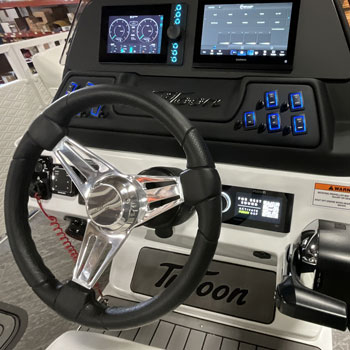 JC TriToon Marine SportToon Pontoon Boat Dual Engine Helm with Thrusters and Camera System